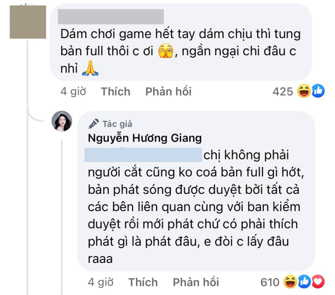 Hương Giang đáp trả khi netizen đòi clip full