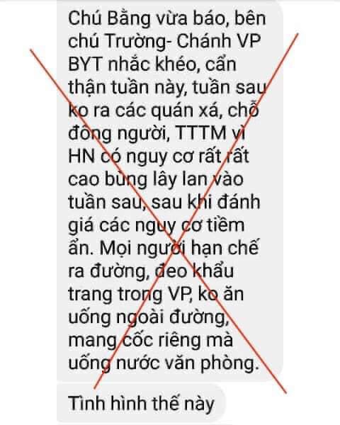 Hình ảnh tin nhắn cảnh báo lan truyền trên mạng xã hội.