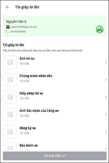 Hồ sơ và cách đăng ký chạy xe ôm Gojek  