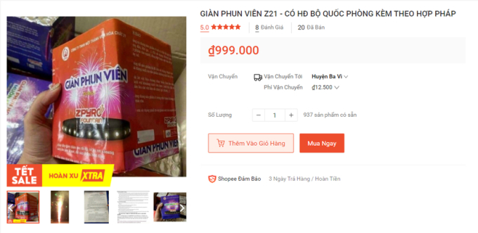 Pháo hoa cũng được đẩy giá bán gấp hơn 3 lần trên các chợ mạng.