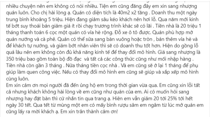 Nội dung khiến dân mạng hoang mang không hiểu ý định thực sự của chủ quán là gì