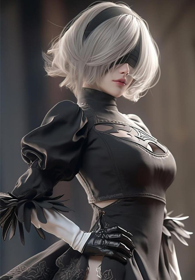 Ngoại hình quyến rũ của 2B hứa hẹn sẽ hút hồn mọi ánh nhìn. Ảnh: ©SQUARE ENIX