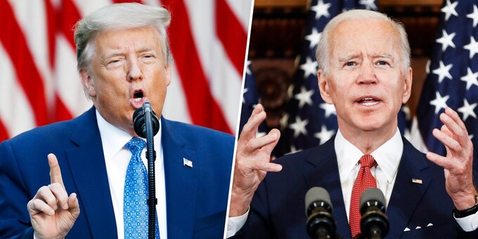 Tổng thống Trump (trái) và ứng viên đảng Dân chủ Joe Biden. Ảnh: AP.