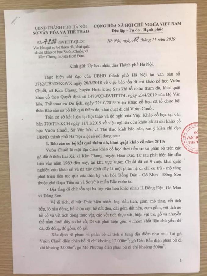 Sở VH&TT trả lời về di chỉ Vườn Chuối: Không yêu cầu dừng thi công và kiểm kê thiệt hại