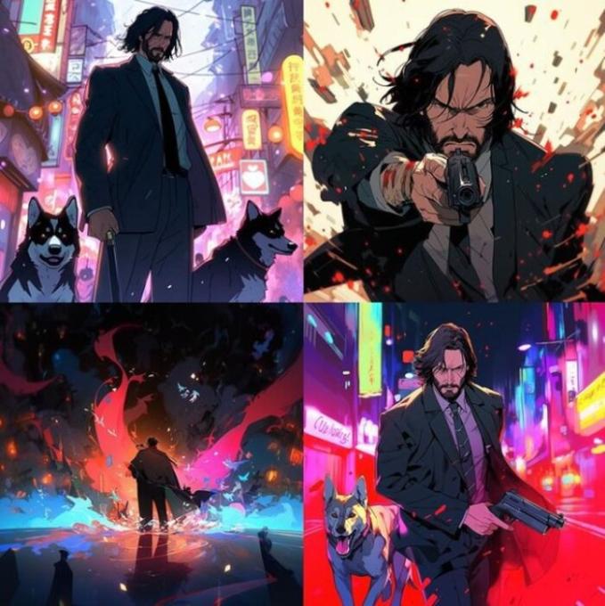 Tạo hình John Wick trong anime