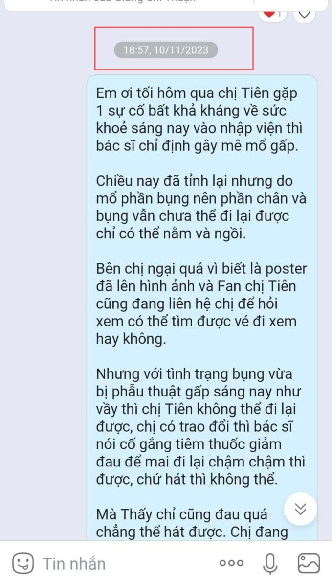 Quản lý của Thuỷ Tiên đã xin phép huỷ phần biểu diễn của nữ ca sĩ vào chiều ngày 10/11 (trước 1 ngày sự kiện) 