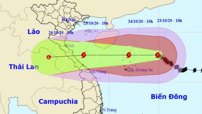   Vị trí và hướng di chuyển của bão số 8.  