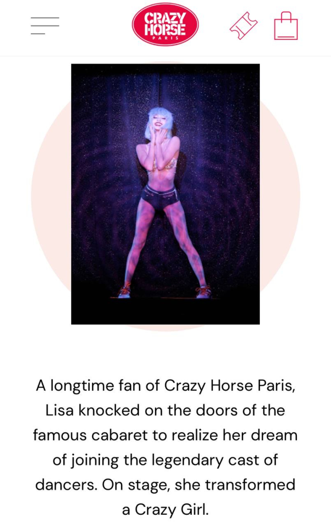 Crazy Horse Paris cập nhật về Lisa và 3 đêm diễn hồi cuối tháng 9/2023 trên website chính thức