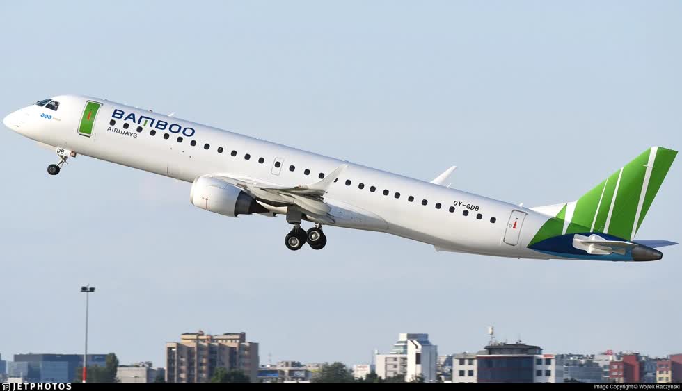 Hãng hàng không của tỷ phú Trịnh Văn Quyết sử dụng dòng máy bay phản lực Embraer E195 để bay thẳng đến Côn Đảo từ tháng 10 tới. Ảnh: Bamboo Airways