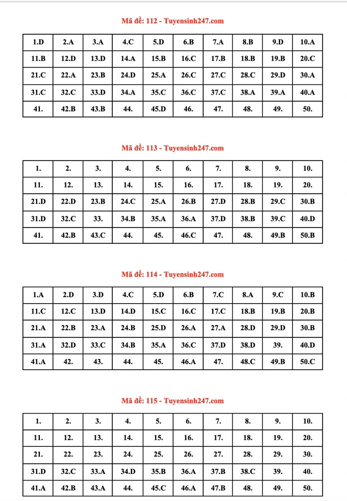 Đáp án đề thi môn Toán tốt nghiệp THPT 2022 - Ảnh 4.