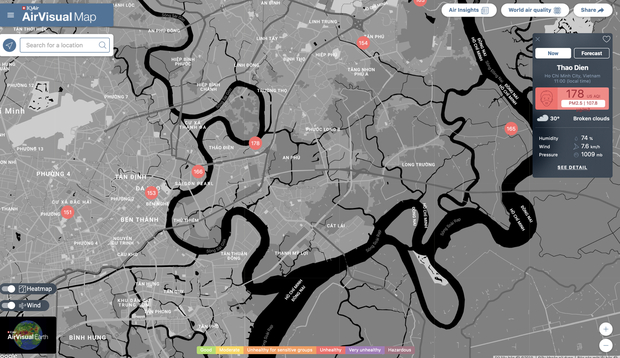 Tổ chức giám sát chất lượng không khí AirVisual đo nồng độ bụi ở TP.HCM.