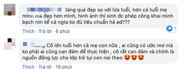 Khán giả dành lời khen không ngớt cho vóc dáng và tinh thần của chị Trần Bích Nga, sinh năm 1961. 