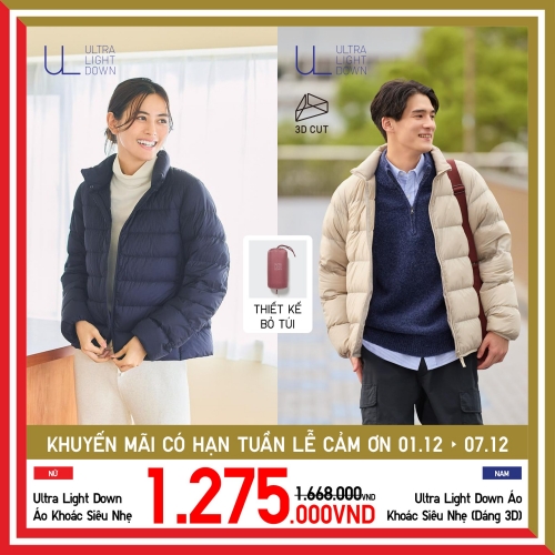 Mẫu áo khoác Ultra Light Down hiện có giá siêu ưu đãi nhân dịp kỷ niệm 4 năm của UNIQLO tại Việt Nam