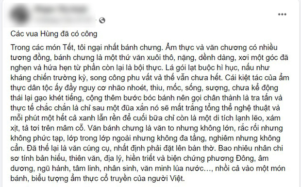 Nhà văn bị ném đá vì chê bánh chưng “là thứ văn xuôi thô kệch