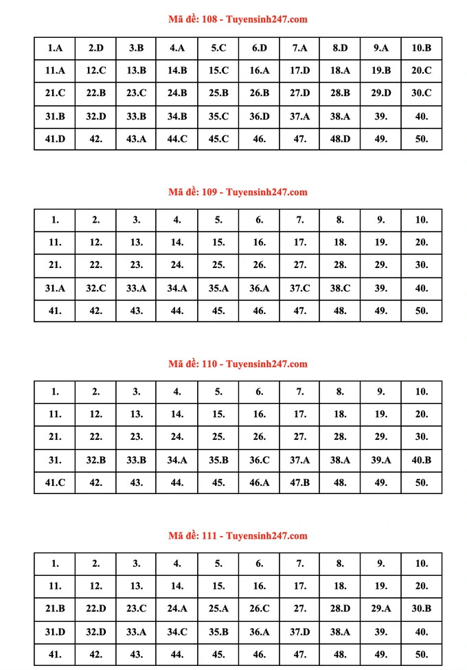 Đáp án đề thi môn Toán tốt nghiệp THPT 2022 - Ảnh 3.