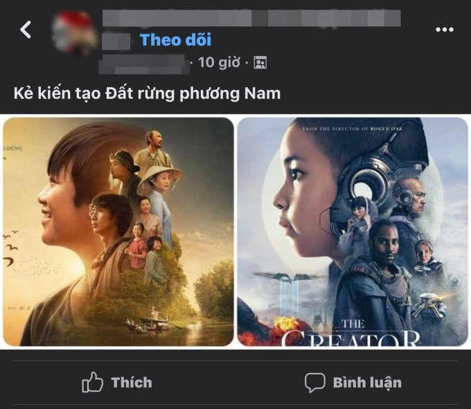 Bài đăng cho rằng poster Đất Rừng Phương Nam có điểm giống The Creator