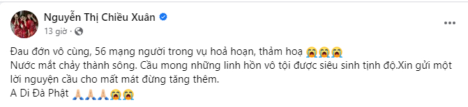 Nghệ sĩ Chiều Xuân đau lòng vì con số thương vong quá lớn.