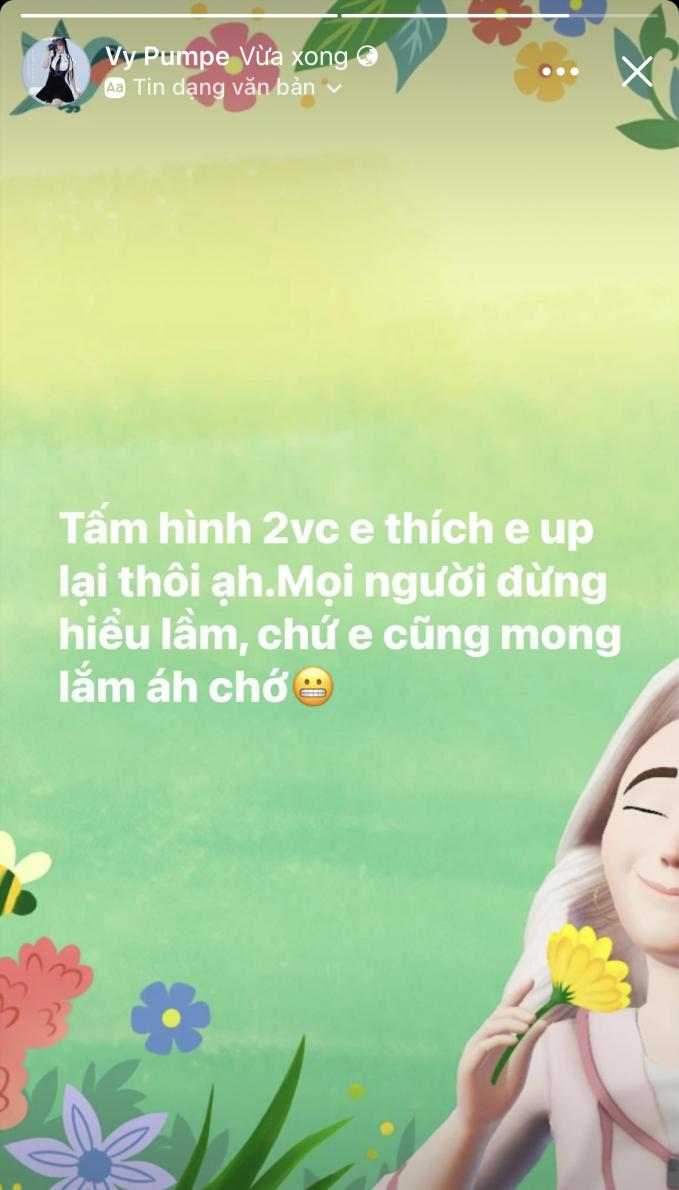 Sau đó, Thảo Vy đã lên tiếng giải thích chỉ là đăng lại ảnh cũ, bản thân cô cũng rất mong con