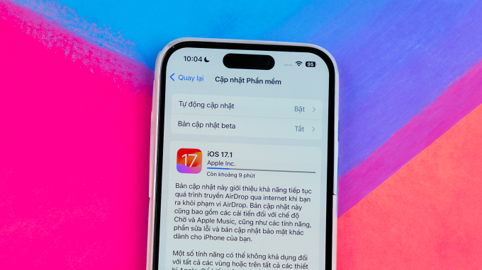 Hiện tại đã có bản cập nhật iOS 17.1 