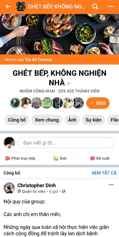 Ảnh chụp vào thời điểm 16h ngày 10/4/2020. Số thành viên của nhóm đạt 329k.