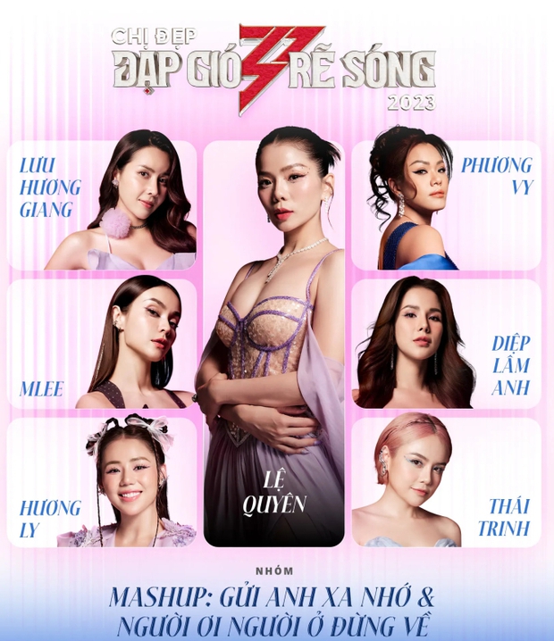 Nhóm Mashup Gửi anh xa nhớ - Người ơi người ở đừng về: Lệ Quyên (trưởng nhóm), Diệp Lâm Anh, MLee, Thái Trinh, Hương Ly, Lưu Hương Giang, Phương Vy