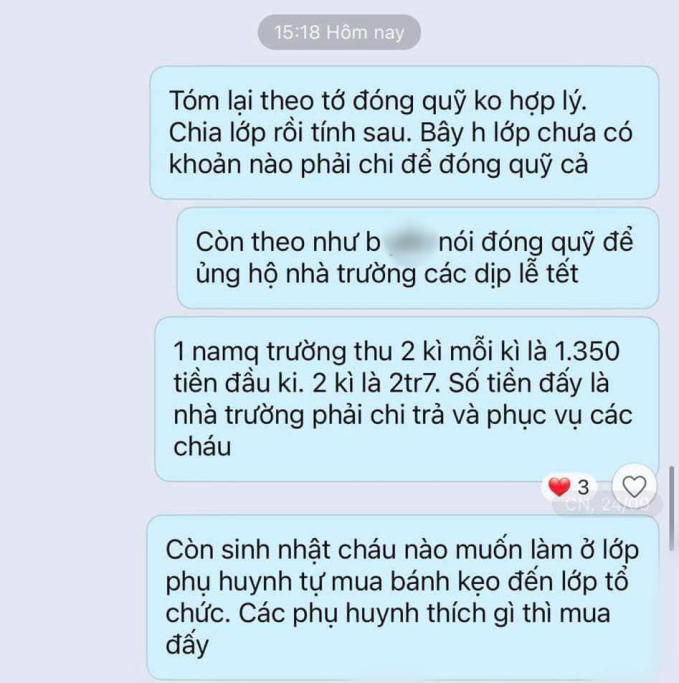 Tin nhắn tranh cãi trong nhóm lớp