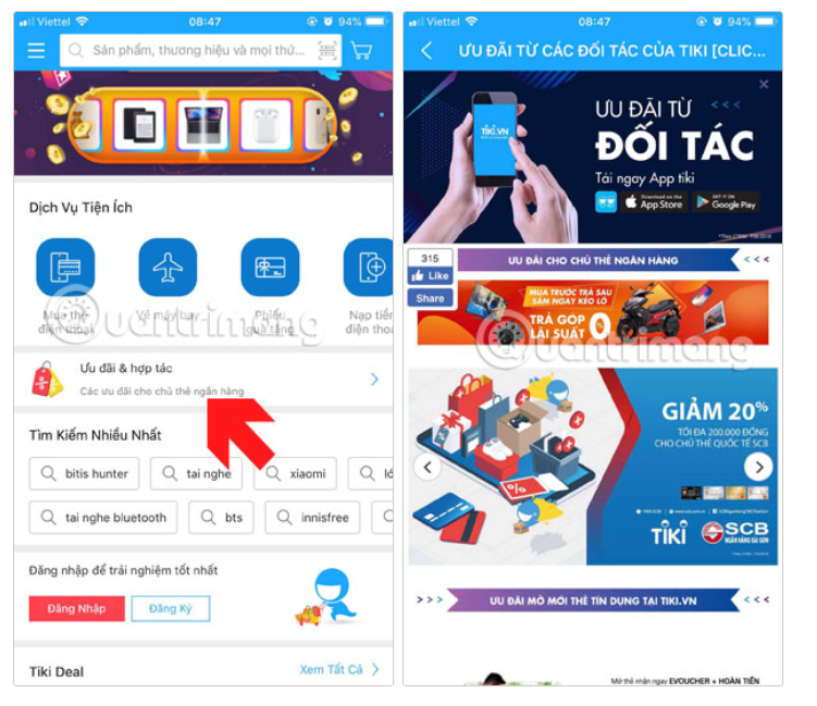 Cách lấy mã giảm giá trên Tiki bằng điện thoại    