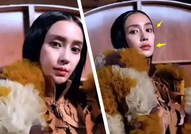 Angelababy trông gầy gò hơn so với thời gian trước đó