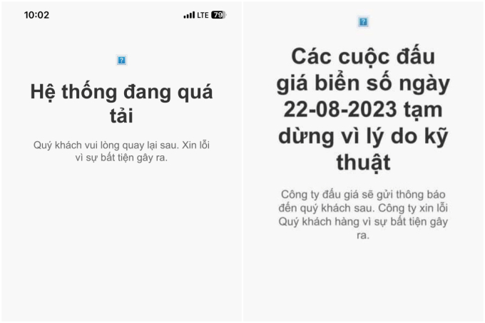 Sau thời gian quá tải, trang web báo tạm dừng cuộc đấu giá