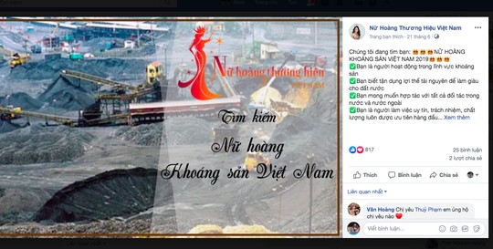   Fanpage chương trình thông báo tìm kiếm 