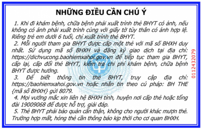   Mặt sau mẫu thẻ BHYT mới  