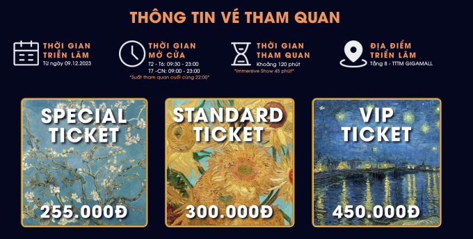 Thời gian tham quan được giới hạn trong 120 phút. 