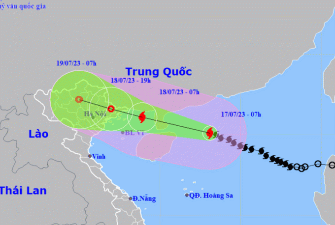 Dự báo đường đi của bão số 1. Nguồn: Trung tâm Dự báo khí tượng thủy văn quốc gia