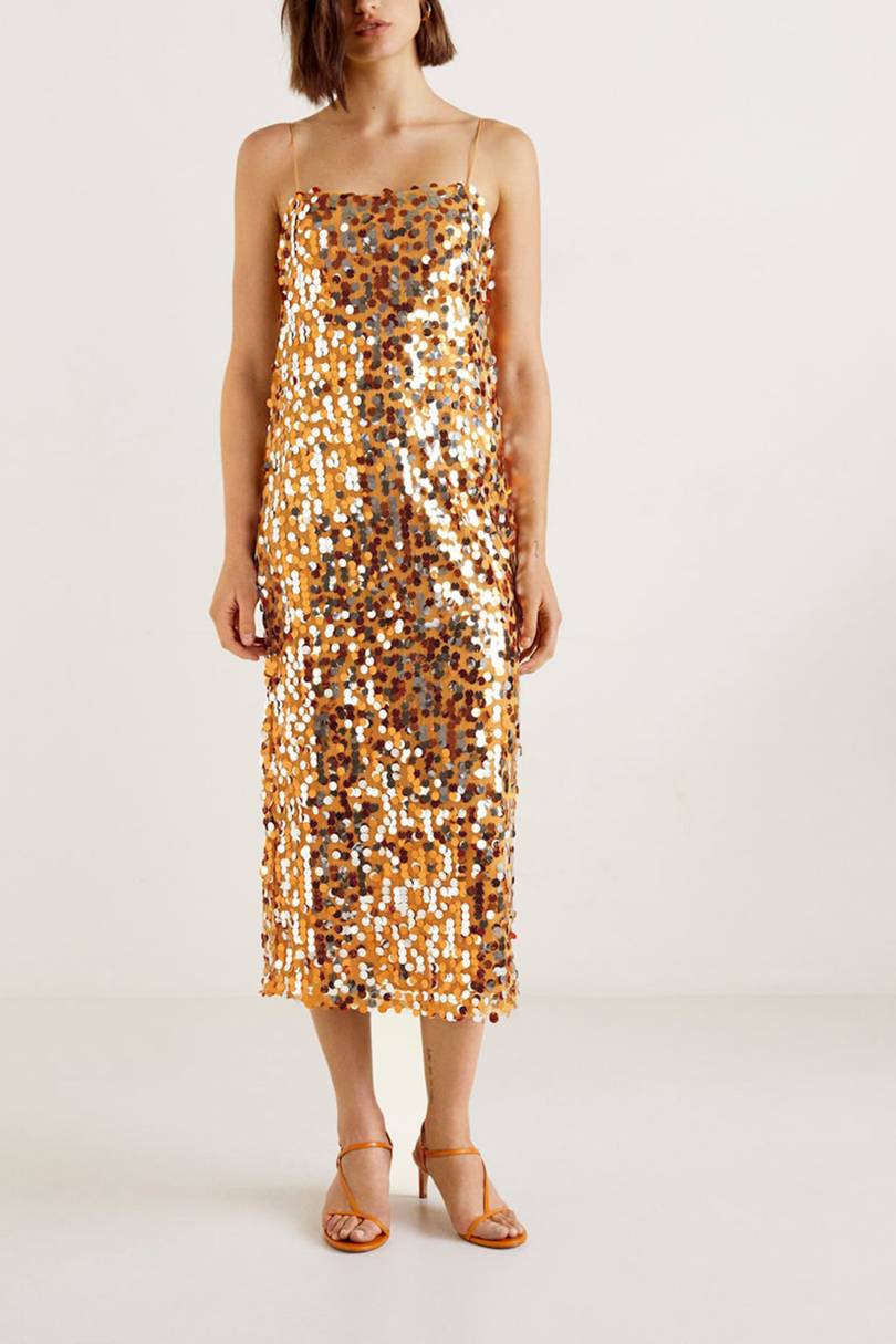   Gold Sequin Midi, Mango, £ 69,99  