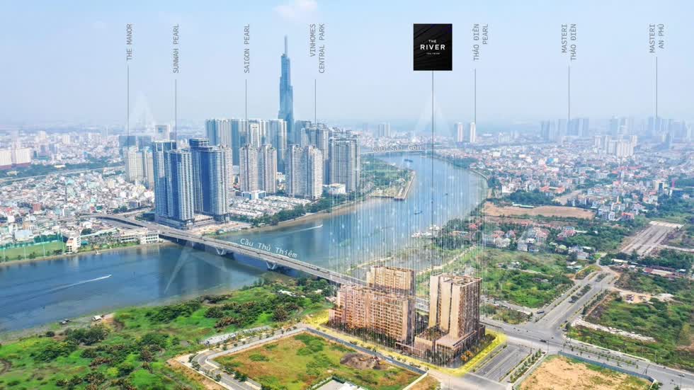 Vị trí dự án The River Thủ Thiêm được đánh giá đẹp nhất nhì thị trường TP.HCM. Đồ hoạ: PropertyX