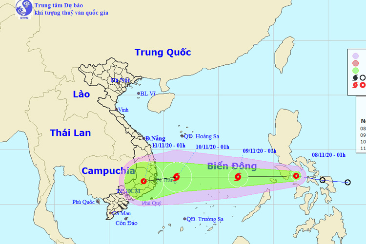 Vị trí của áp thấp nhiệt đới. Nguồn: NCHMF