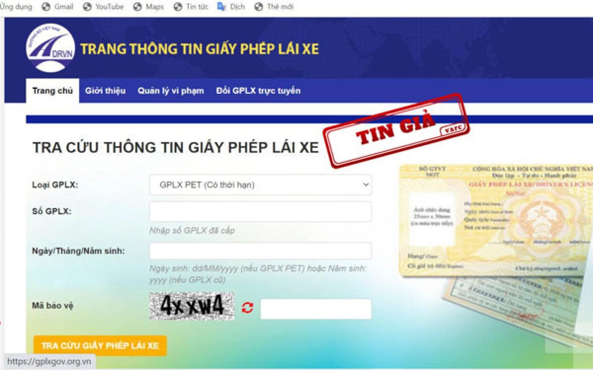 Cảnh báo nhiều website giả mạo tra cứu giấy phép lái xe