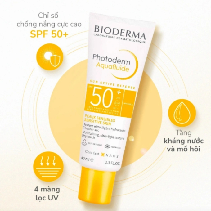 Kem chống nắng giảm bóng nhờn cho mọi loại da Bioderma Photoderm Aquafluide SPF50+