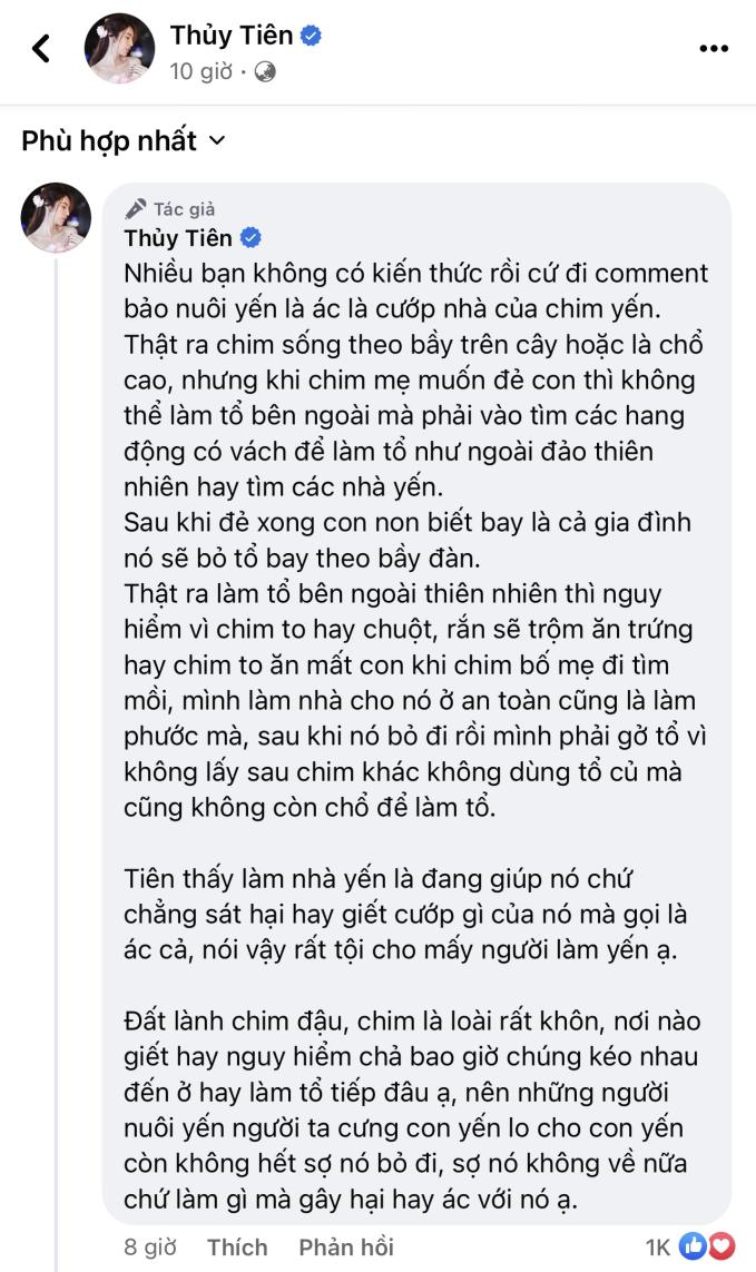 Bà xã Công Vinh phải gấp rút lên tiếng giải thích về tập tính khi bị chỉ trích ác, cướp nhà chim yến