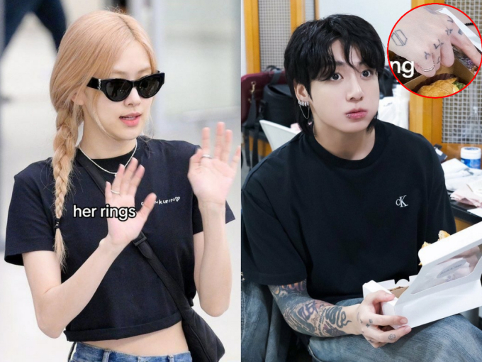 Chưa dừng lại ở đó, Rosé và Jungkook còn được cho là đeo nhẫn đôi. Phải chăng đây chính là tín vật tình yêu của 2 thần tượng đình đám?