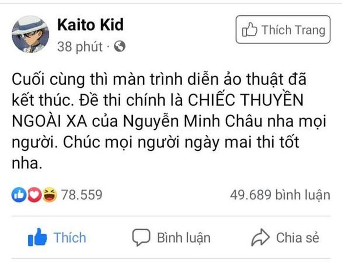 Sau buổi thi môn Ngữ văn, Kaito Kid lên top xu hướng tìm kiếm - Ảnh 1.