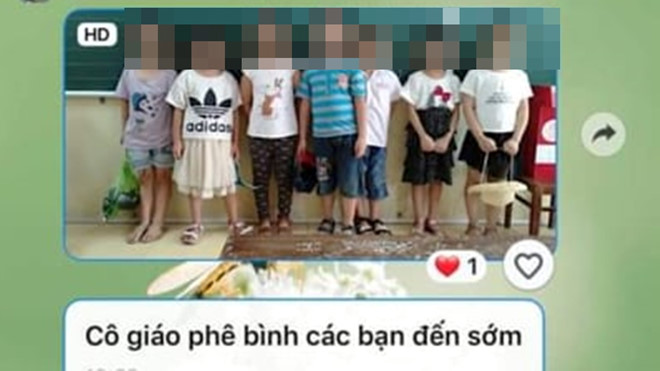 Cô giáo còn phê bình các bạn đến quá sớm và gửi vào nhóm cho các phụ huynh. 