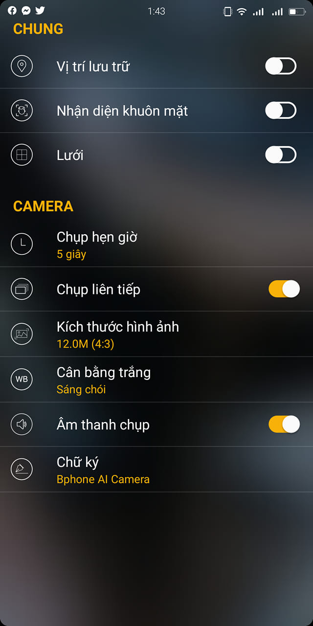 Việc ghi lại hình ảnh trên ứng dụng camera của Bphone là để dùng làm ảnh nền phần cài đặt. Ảnh chụp màn hình