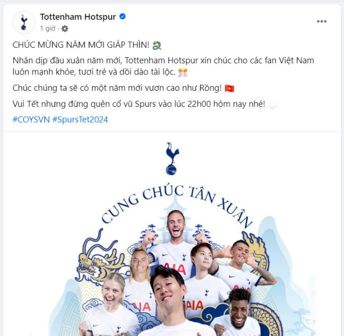 Tương tự như MU là CLB Tottenham. Đội bóng này thiết kế hẳn một tấm ảnh với ngôi sao Son heung-min ở trung tâm cùng dòng chữ: 