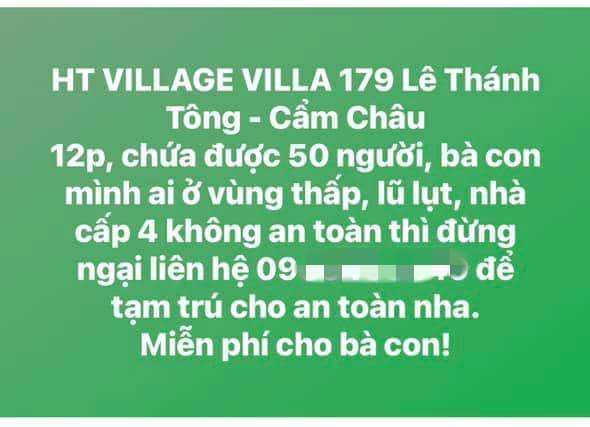 Khách sạn 4 sao, villa, biệt thự ở Hội An mở cửa miễn phí đón người dân tránh bão số 9