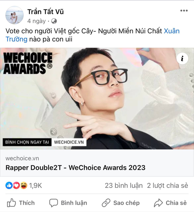 Màn chào sân rực rỡ của Double2T: Nhận 4 đề cử tại WeChoice, cả dàn rapper ủng hộ vote để... đòi 