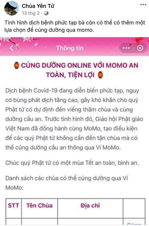 Cúng dường qua ví điện tử là chủ trương của Giáo hội Phật giáo Việt Nam