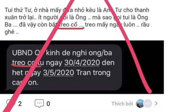 Tin nhắn xuyên tạc lan truyền trên mạng xã hội.