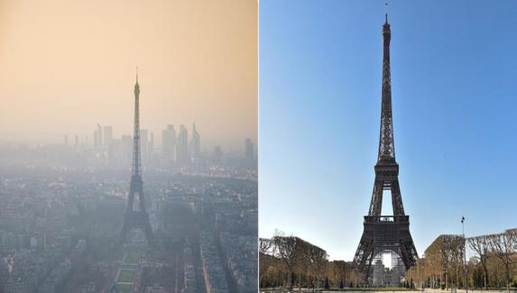 Paris ô nhiễm và Paris trong lành nhờ lệnh giãn cách xã hội. 