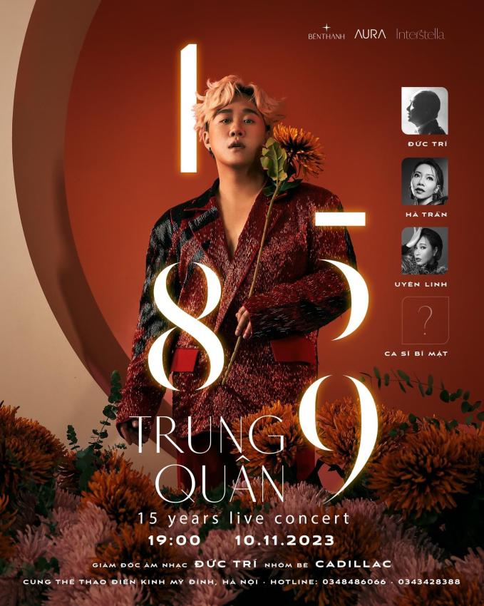 Trung Quân Idol mới đây cũng công bố Live Concert 1589 với giá vé dao động từ 800.000 đồng đến 3 triệu đồng